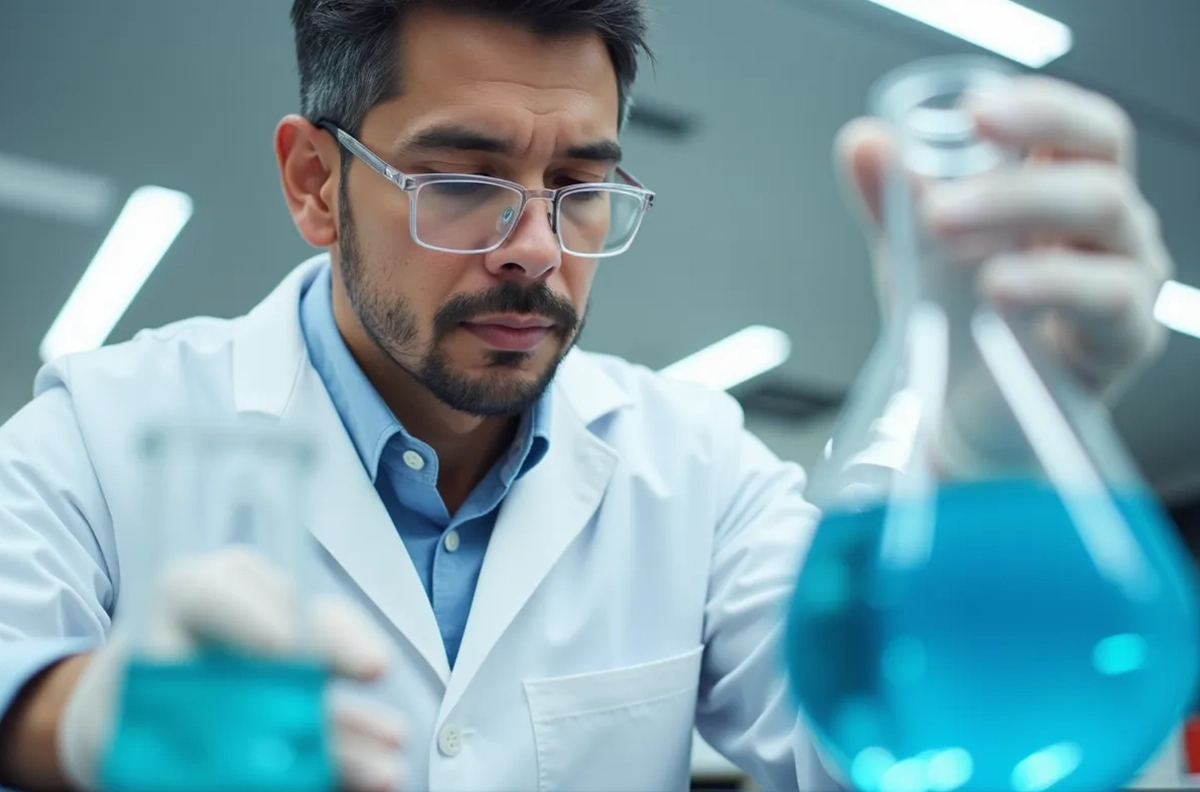 Experto de DIBOSA en laboratorio desarrollando Principios Activos Farmacéuticos (APIs).