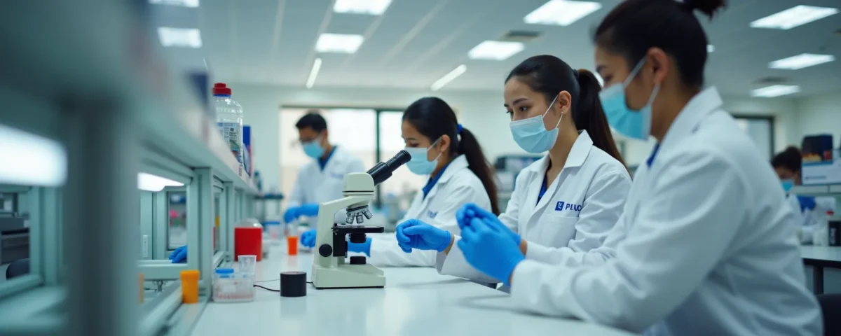 Equipo de técnicos de DIBOSA trabajando en el laboratorio de desarrollo en San Salvador.