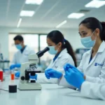 Equipo de técnicos de DIBOSA trabajando en el laboratorio de desarrollo en San Salvador.