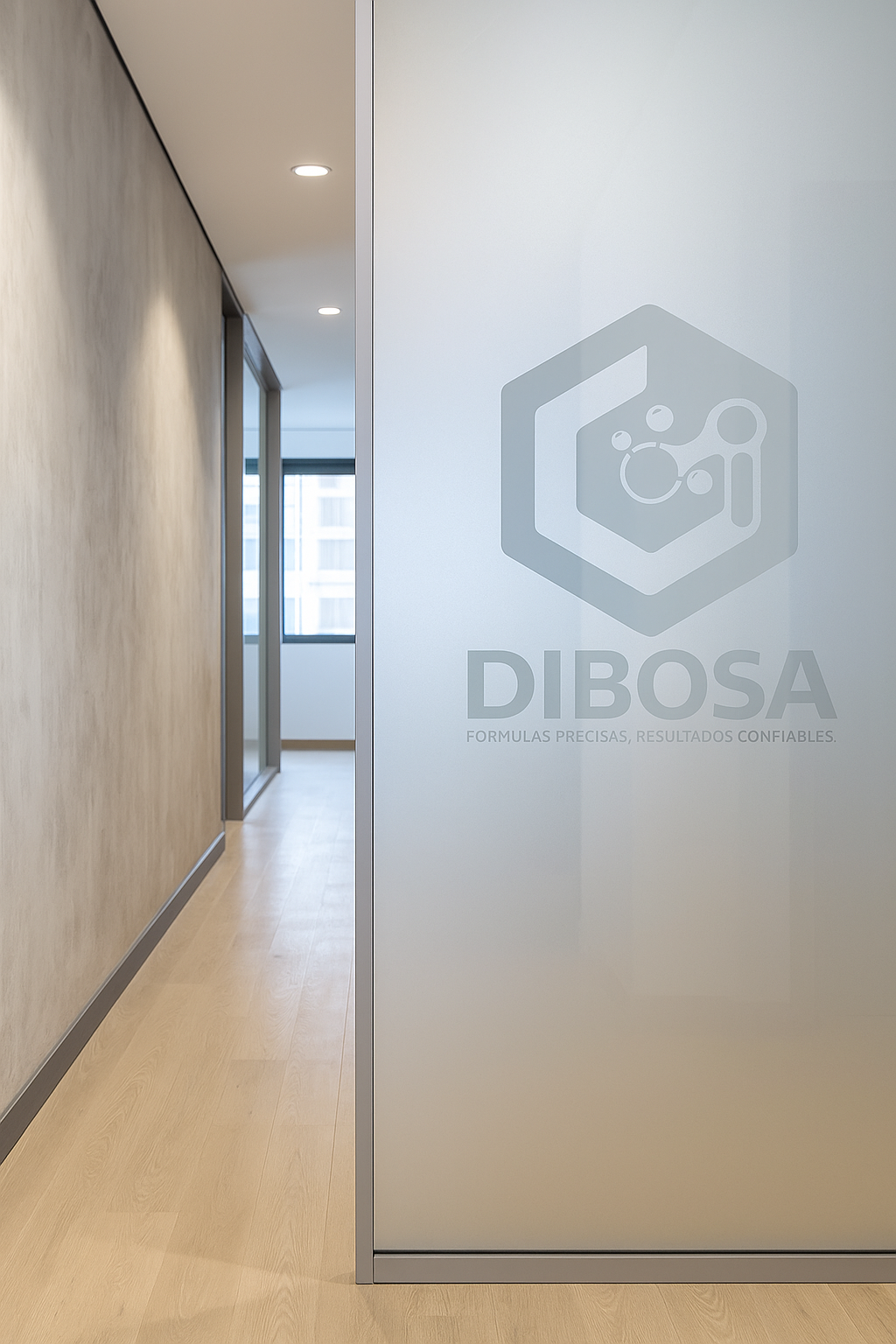 Interior de las oficinas modernas de DIBOSA en San Salvador.